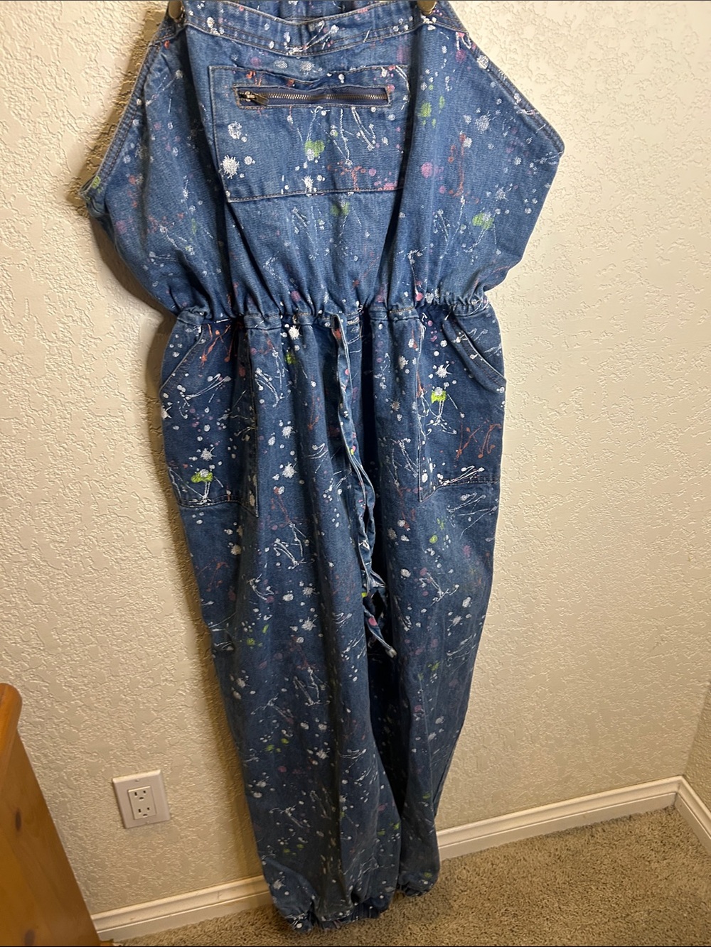 Taxi Carrie AJLT Paint-Splatter Denim Overalls - Picture 4 of 5